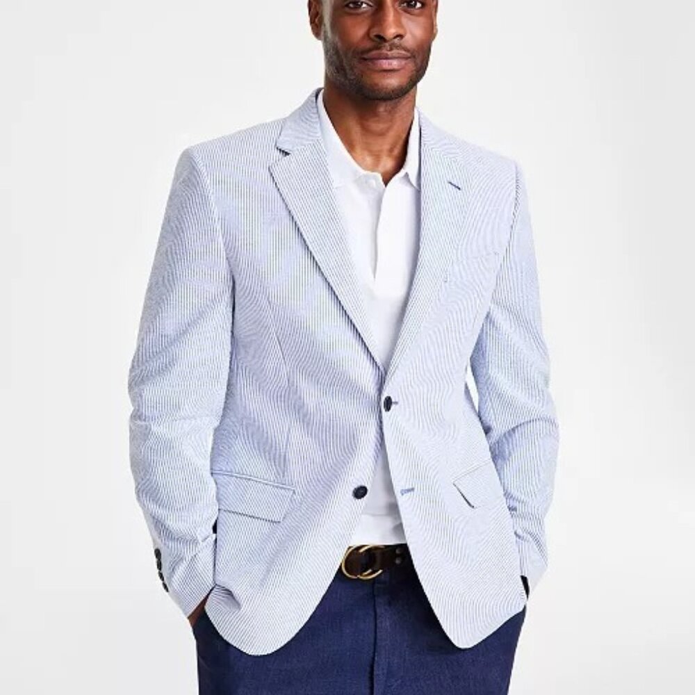Nautica Men's Modern-Fit Seersucker Sport Coat 40R